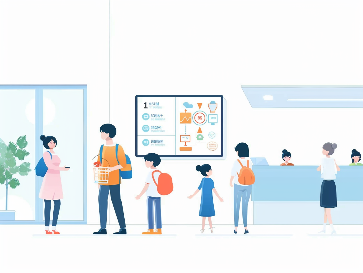 Cram school reception with digital signage