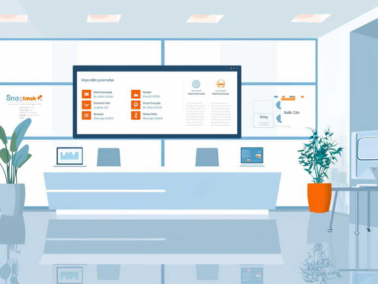 Corporate lobby with digital signage welcome screen